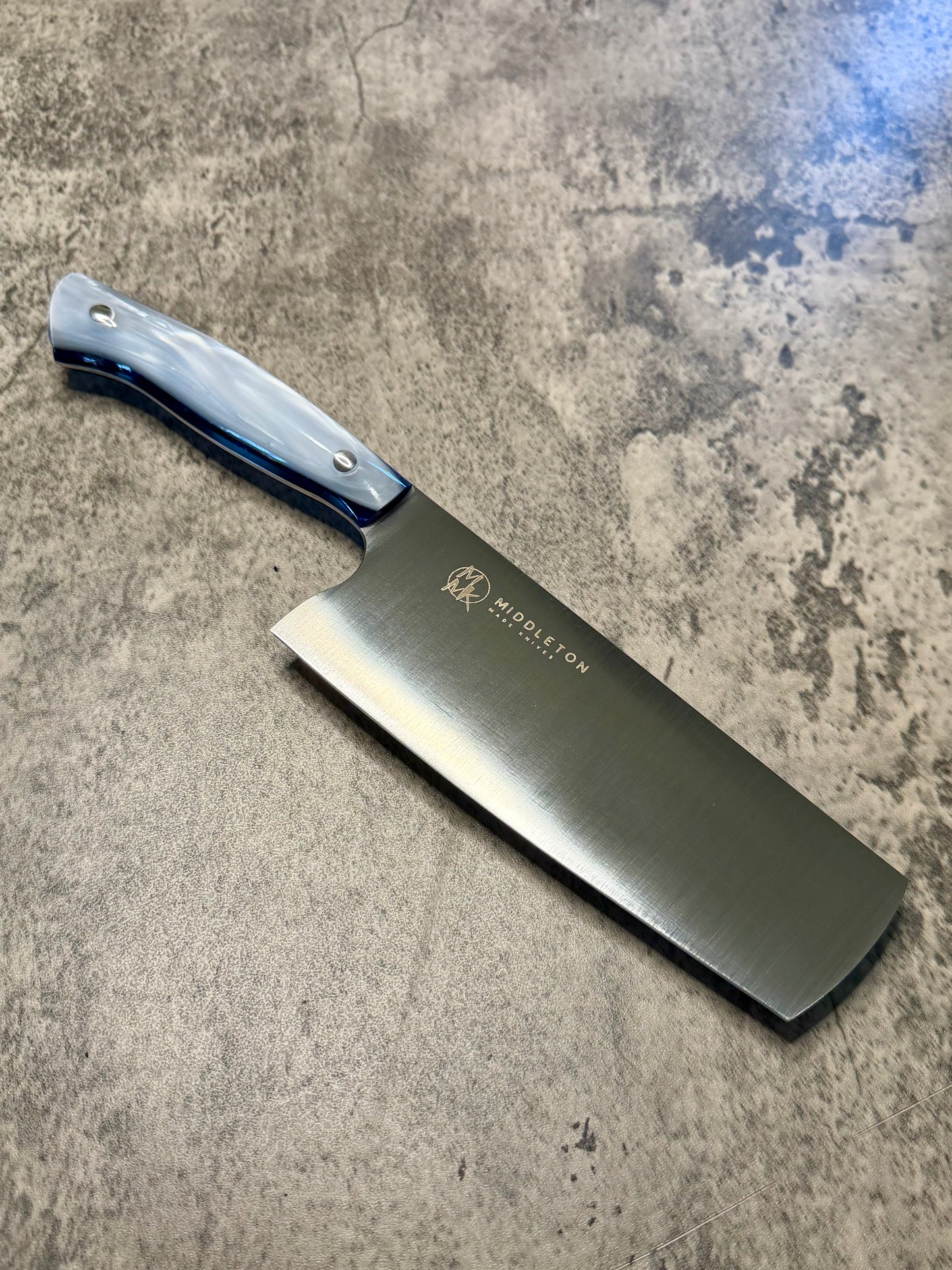 6” Nakiri with Blue/white resin