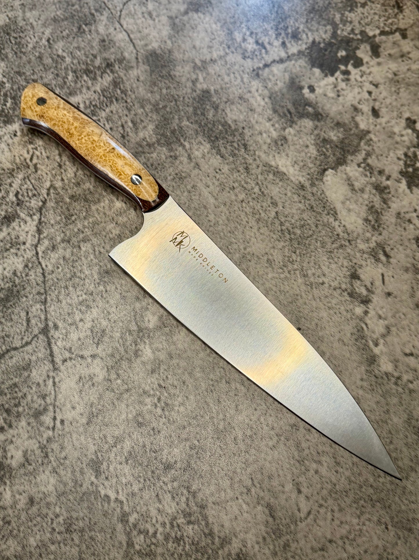 8” Chef with Burlap/ Box Elder Burl