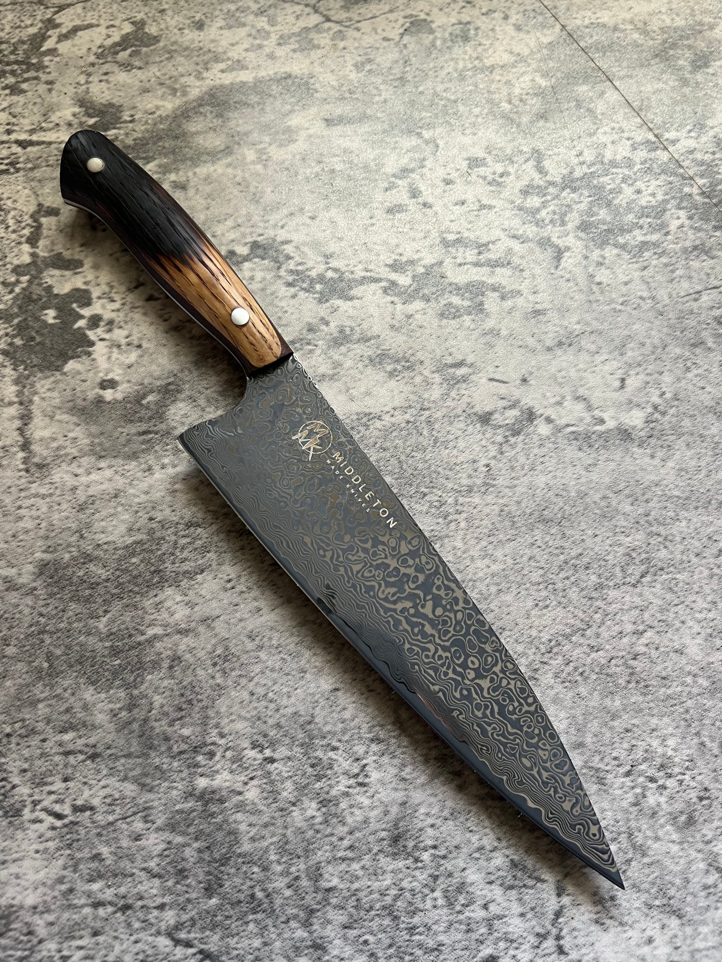 8” Damascus Chef with Bourbon Barrel Oak