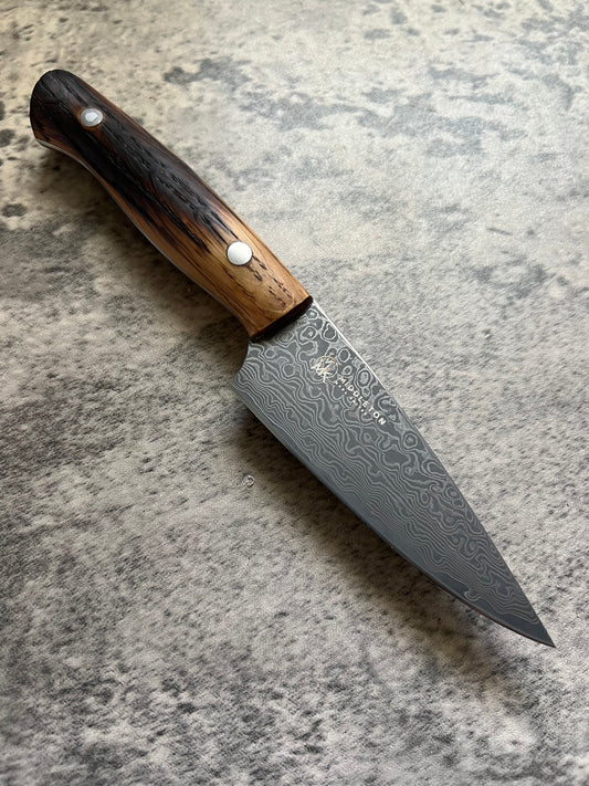 4” Damascus Paring with Bourbon Barrel Oak