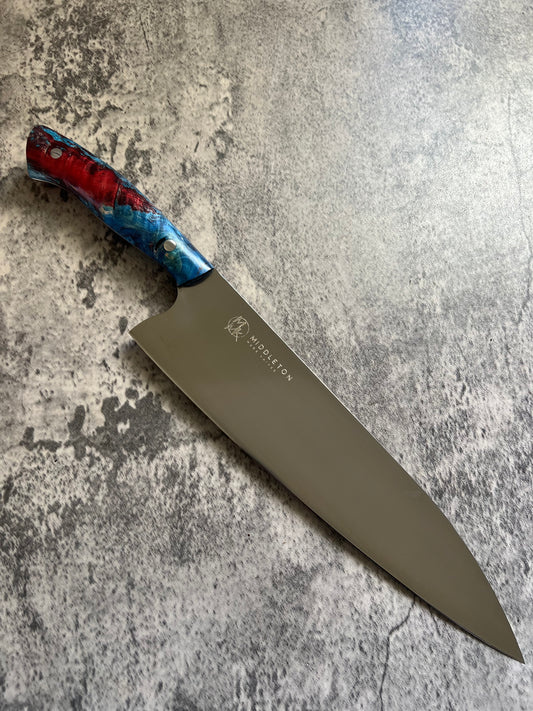 10” Chef with Red/Blue maple burl
