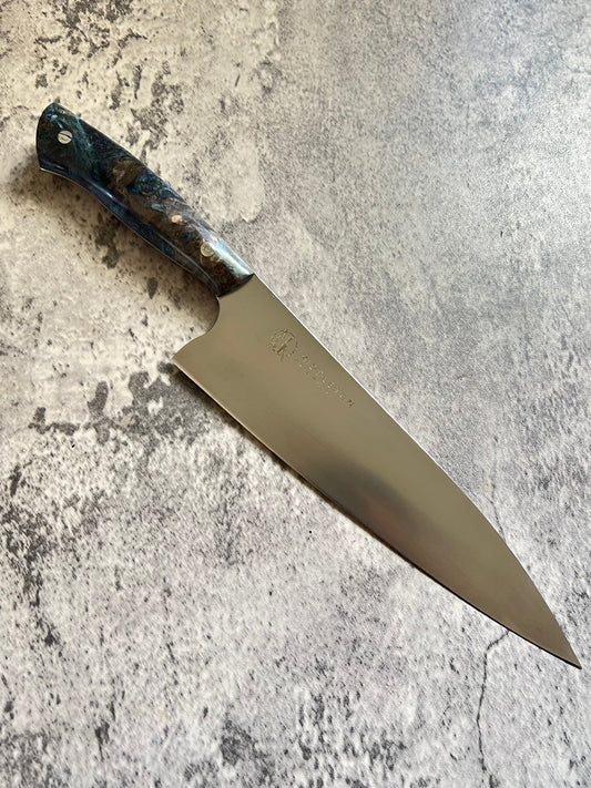 8” Chef with Blue and Gray maple burl