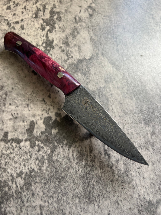 4” Damascus Paring with Red maple burl
