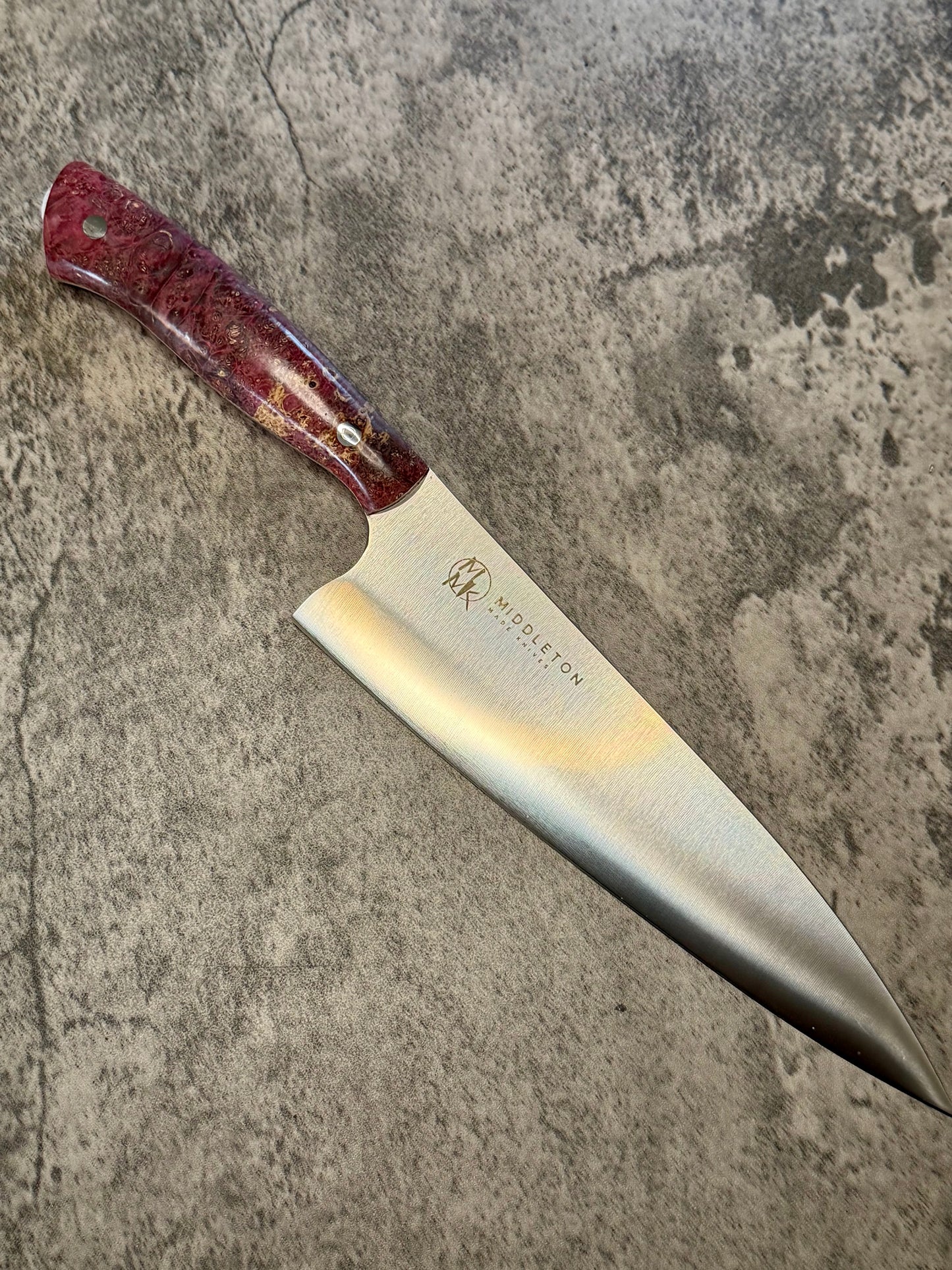 8” Chef with Red Box Elder Burl