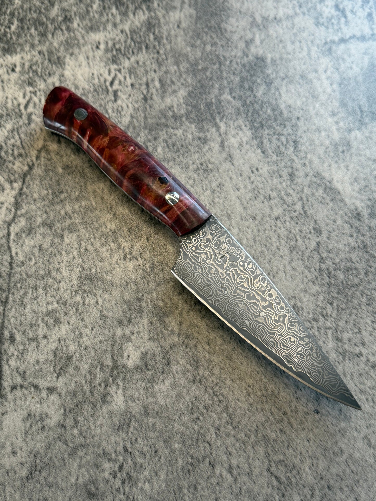 4” Damascus Paring with Red Maple Burl