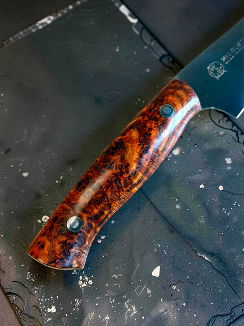 Orange Black Ash Burl 4” Paring