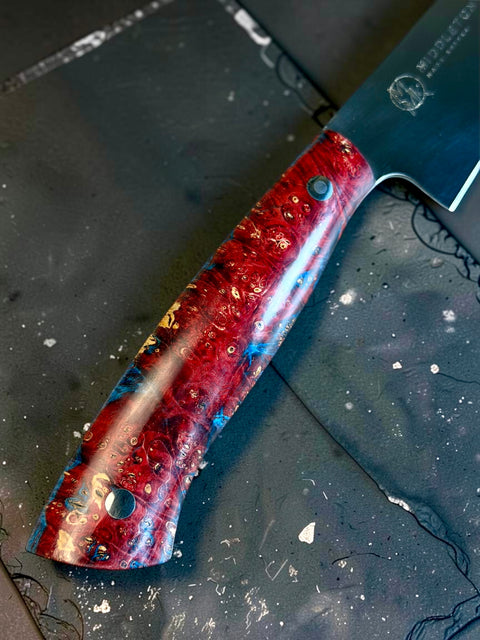 Red/Blue Box Elder Burl 6” Utility knife