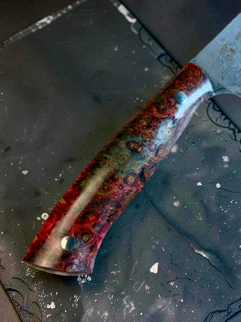 Amboyna Burl 6” Damascus Utility knife