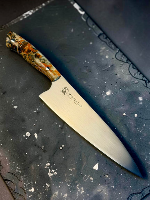 Box Elder Burl 8” chef knife