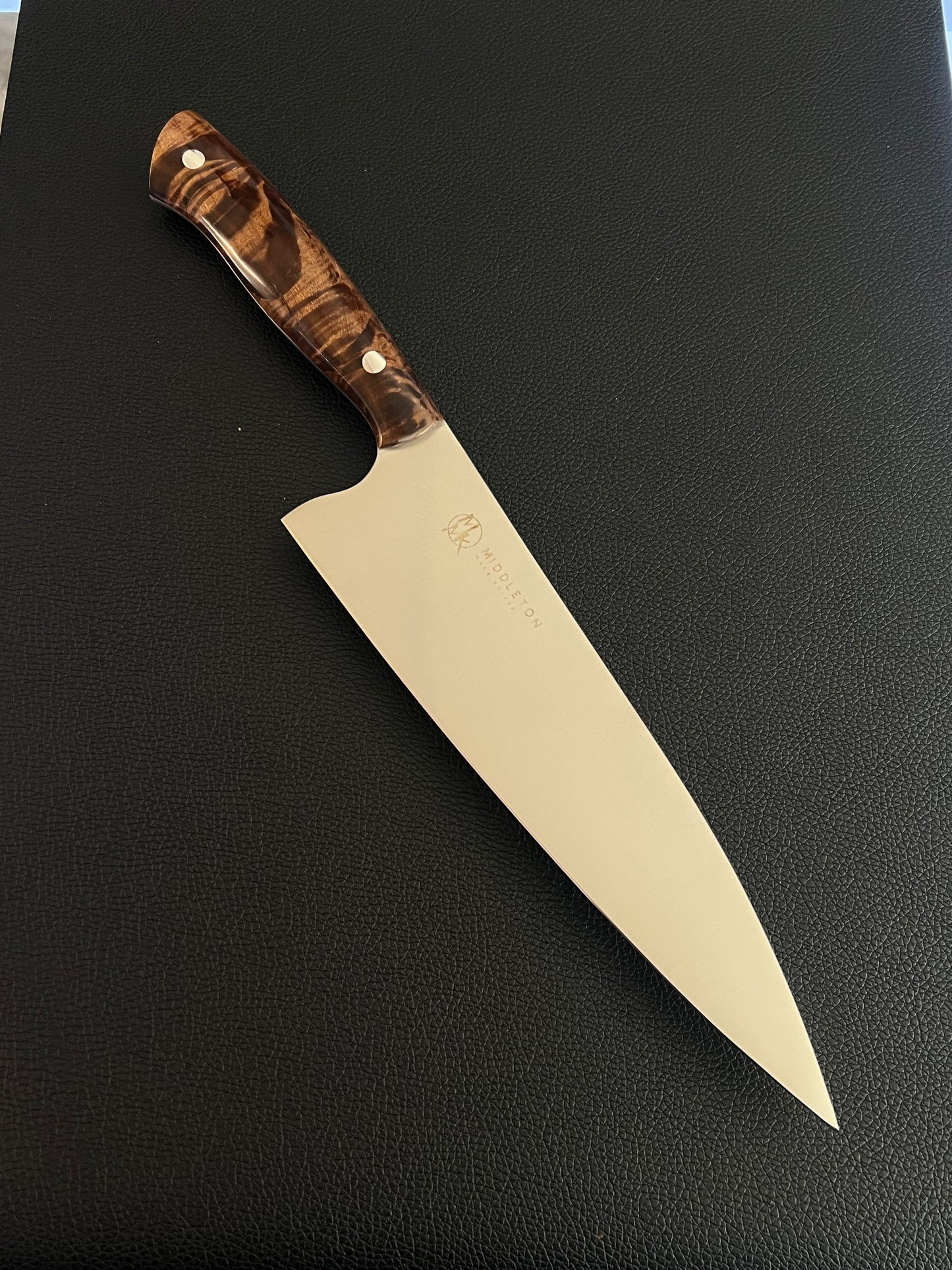 Custom 8” Chef with Brown quilted maple