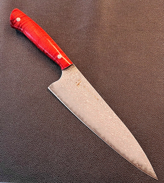 Custom 8” Damascus Chef red maple burl