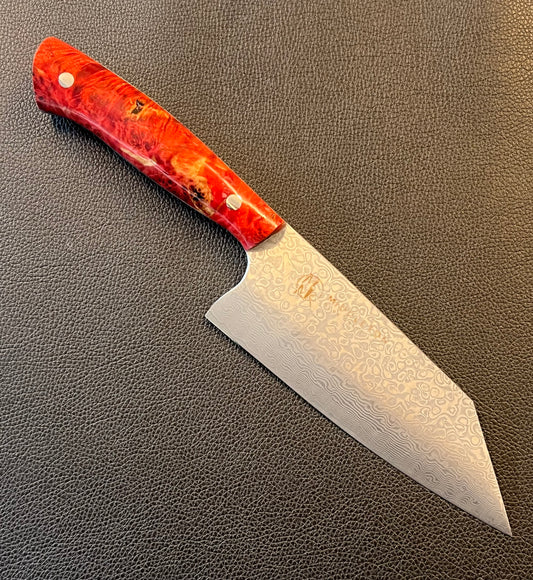 Custom 6” Damascus Bunka with Red maple burl