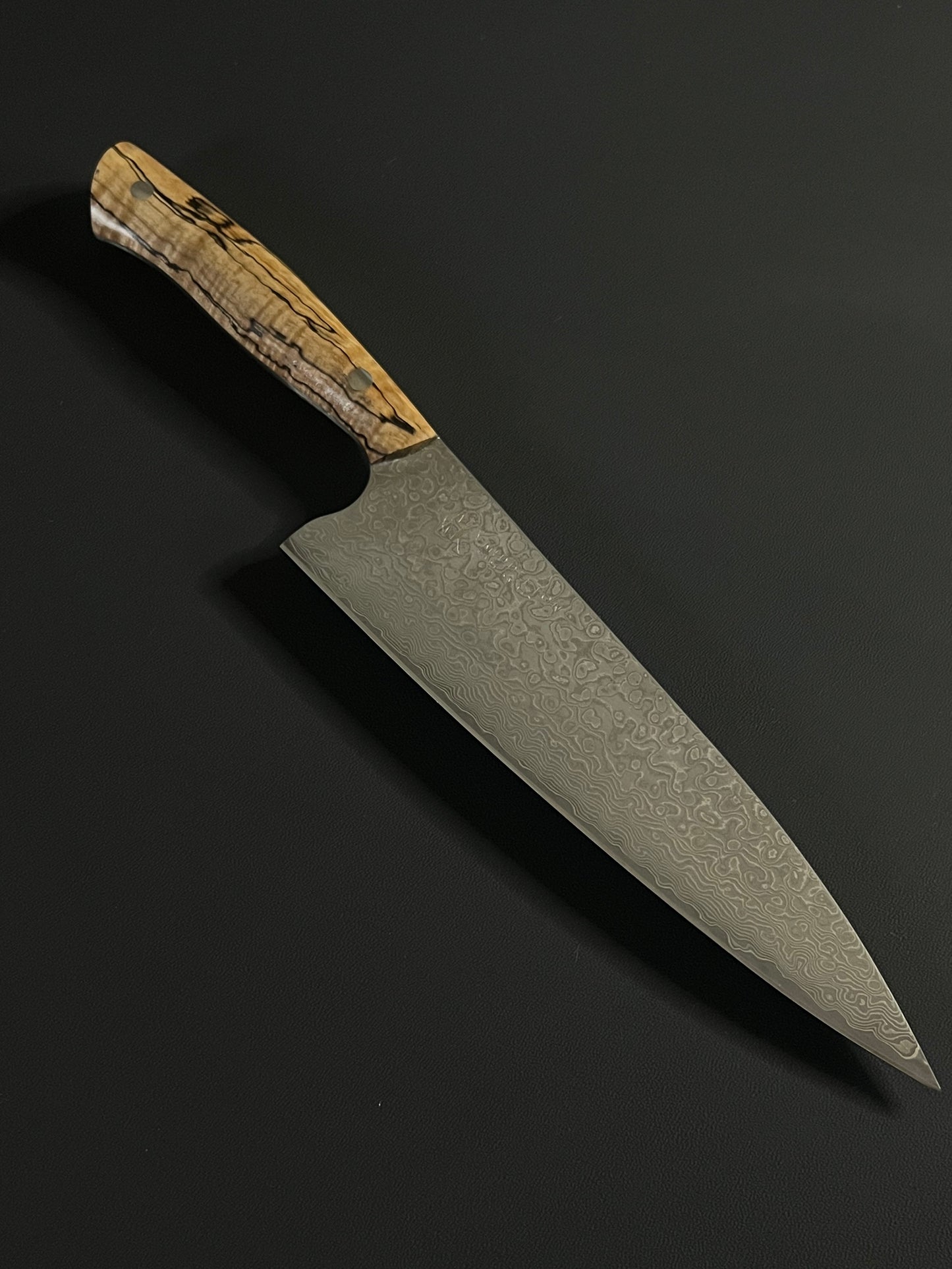 8” Damascus chef with spalted maple handle