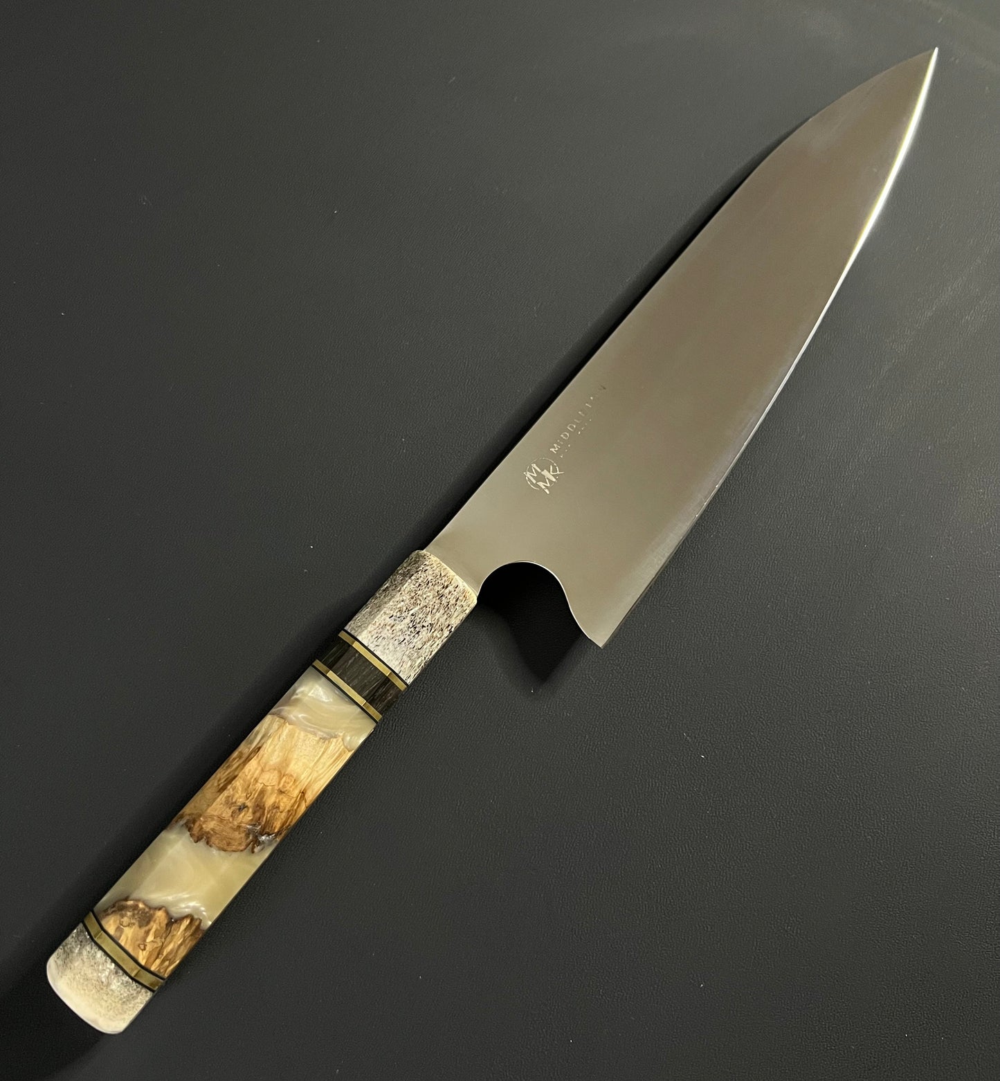 10” Gyuto with resin and antler wa handle