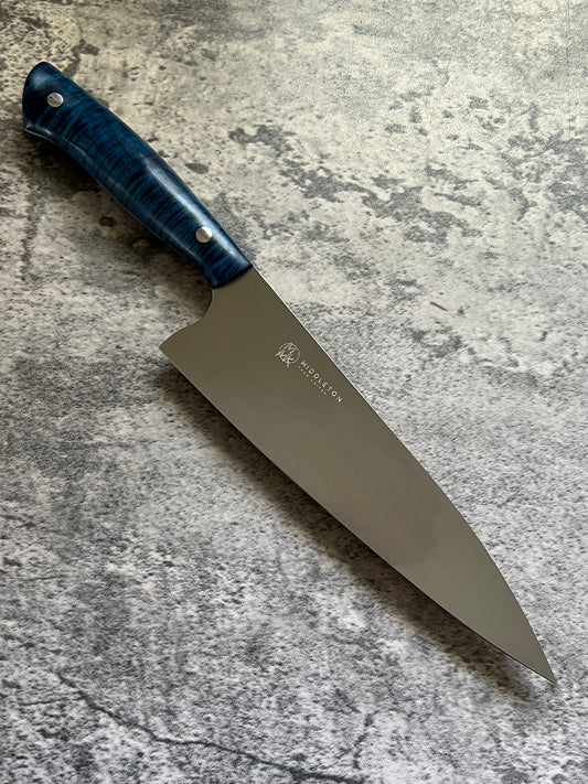8” Chef with Blue Curly Maple