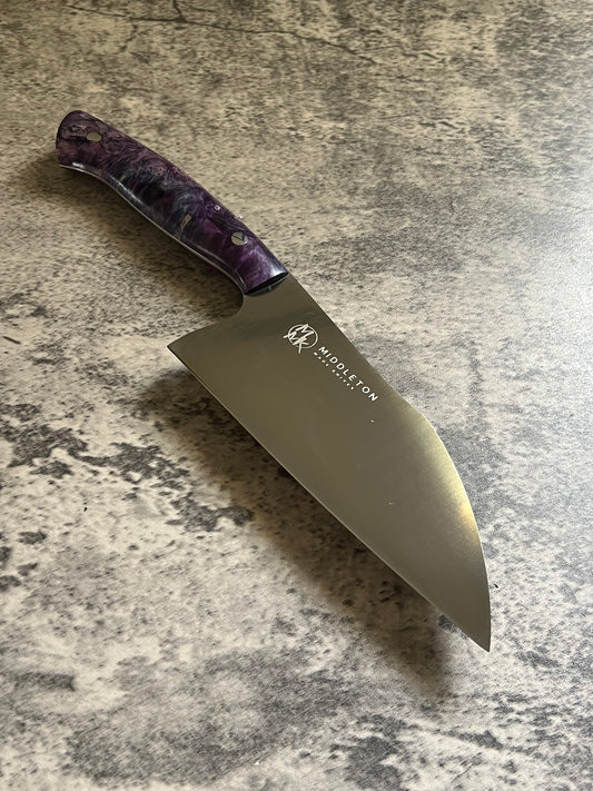 6” Wide Santoku with Purple Box Elder Burl