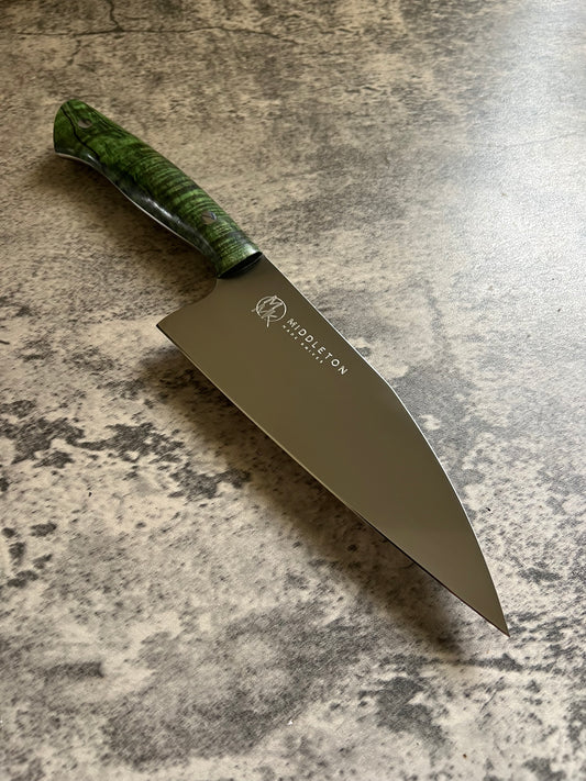 6” chef with Green Curly Maple