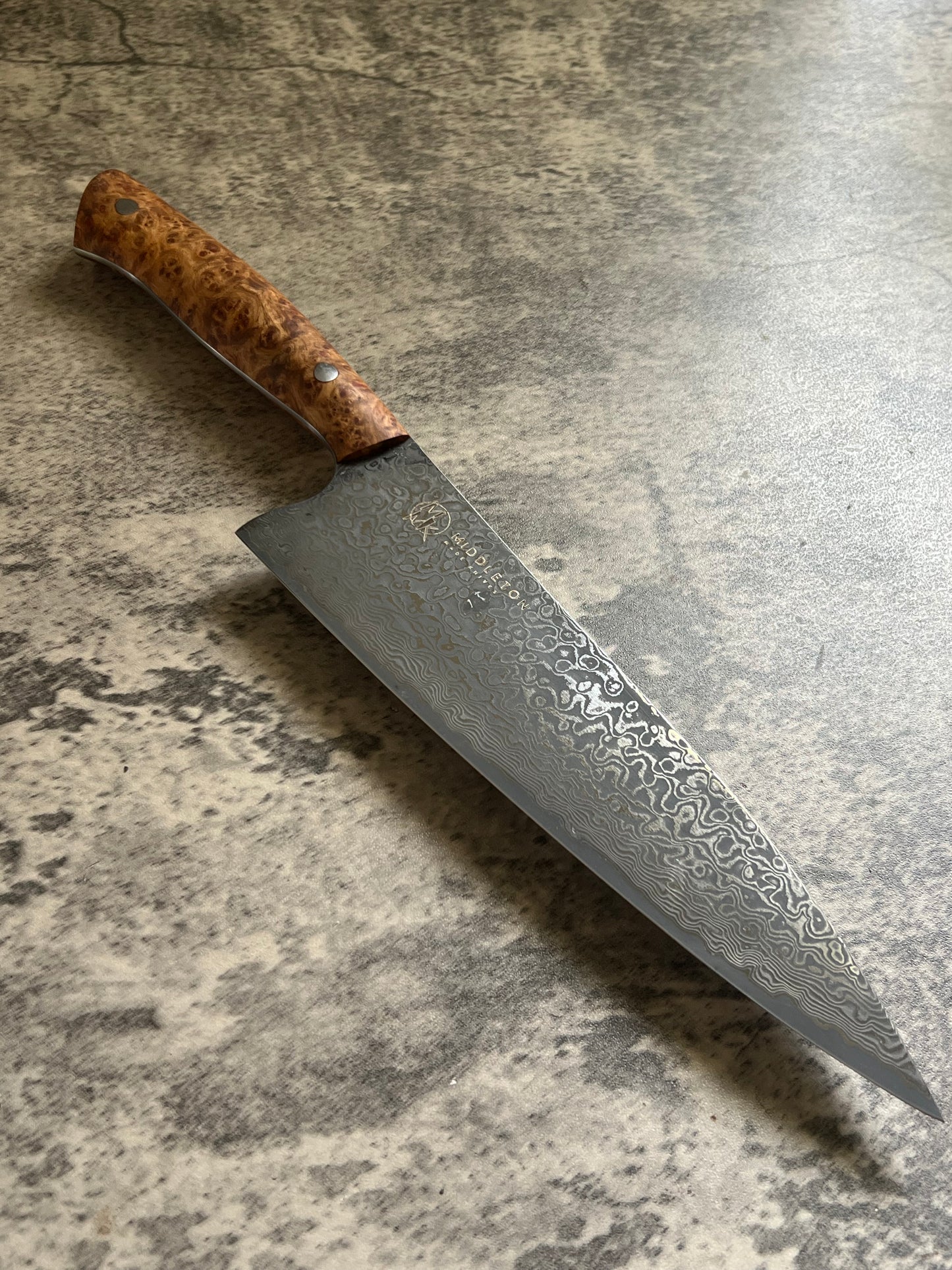 8” Damascus Chef with Amboyna Burl