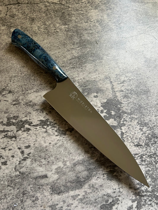 8”  Chef with Blue Box Elder Burl