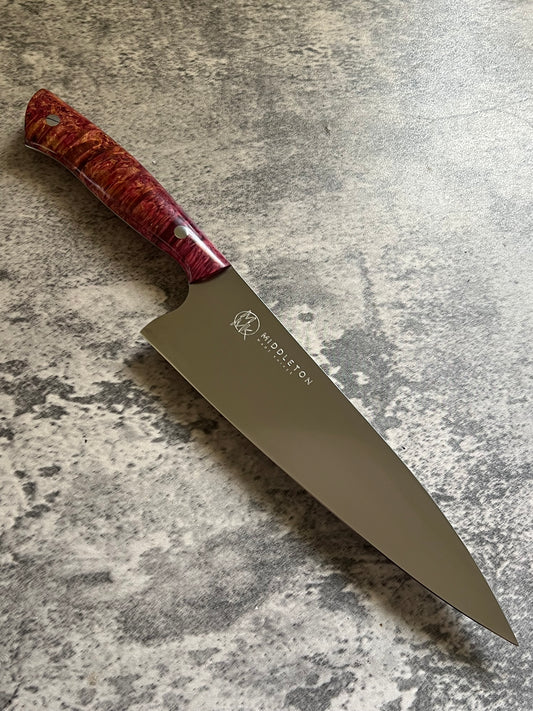 8” Chef with Red Box Elder Burl