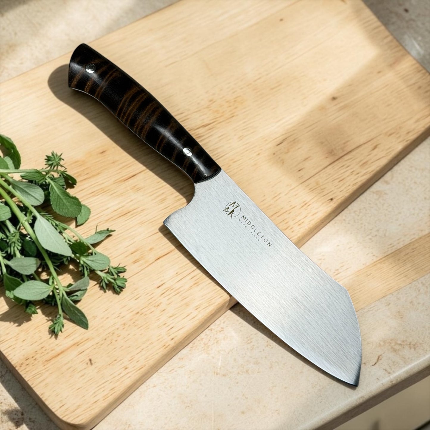 6” Santoku with Brown Curly Maple