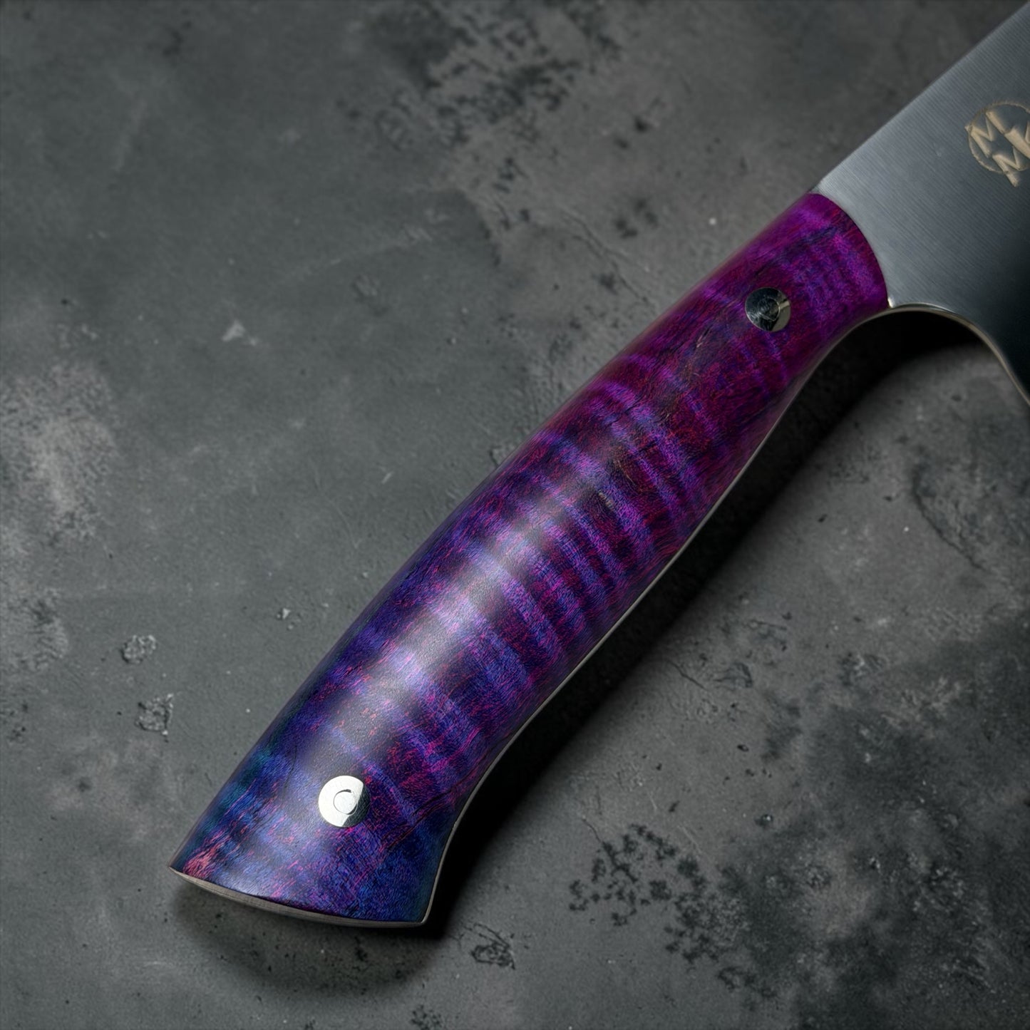8” chef with Purple Curly Maple