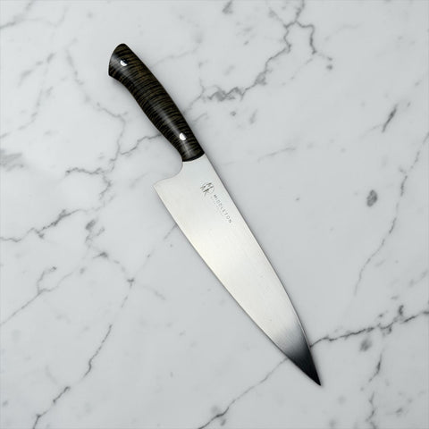8” chef with Slate Curly Maple