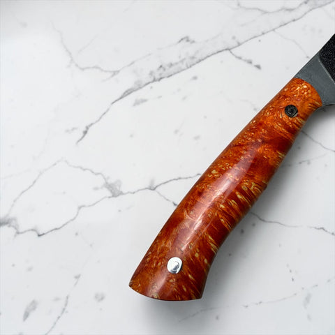 8” Damascus Chef with Orange Box Elder Burl