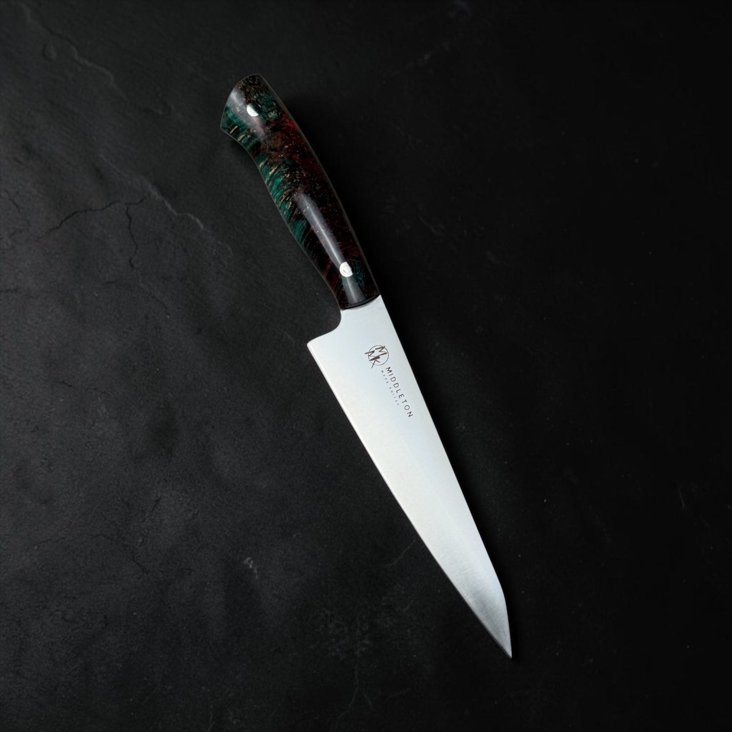 6” Utility with Green/Red Box Elder Burl