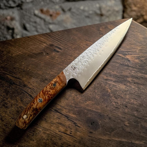 8” San mai Chef knife (Okoa) with Maple Burl