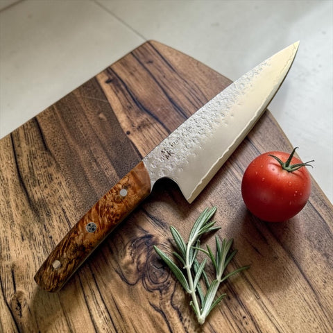 8” San mai Chef knife (Okoa) with Maple Burl
