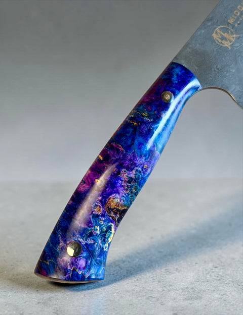 Blue Buckeye Burl 8” Damascus Chef knife